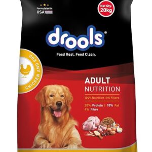 Drools Chicken and Egg Adult Dry Dog Food - 20kg (Real Chicken, High Protein & Fiber)