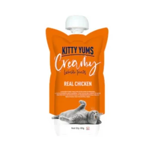 Kitty Yums Creamy Lickable Treats – Real Chicken Flavor (80g Spout Pouch)