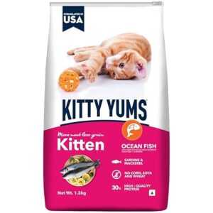 Kitty Yums Kitten Dry Cat Food - Ocean Fish (Sardine & Mackerel), 1.2kg Pack