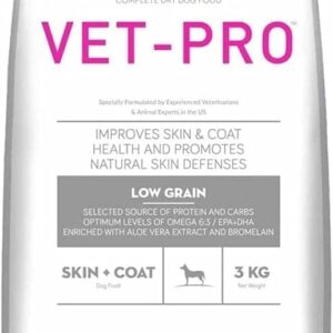Vet-Pro Skin & Coat Adult Dog Food – 3 kg | Omega-3 & 6 for Healthy Skin and Shiny Coat