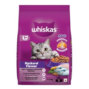 Whiskas Adult (1+ Years) Dry Cat Food – Mackerel Flavour, 1.2 kg Pack
