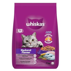 Whiskas Adult (1+ Years) Dry Cat Food – Mackerel Flavour ( 7 kg Packs)