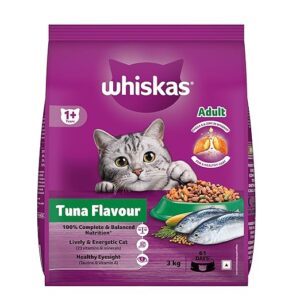 Whiskas Adult (1+ Years) Dry Cat Food, Tuna Flavour, 3 kg Pack – 100% Complete & Balanced Nutrition with 41 Essential Nutrients
