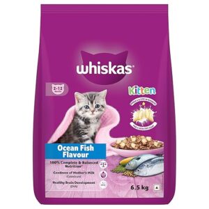Whiskas Junior Ocean Fish Flavour Dry Cat Food for Mother & Kittens (2-12 Months) – 6.5 kg Pack