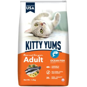 Kitty Yums Adult Dry Cat Food - Ocean Fish (Sardine & Mackerel) | No Corn, Soya, or Wheat - 1.2kg