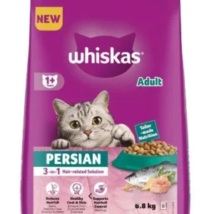 Whiskas Adult (1+ Years) Persian Dry Cat Food - 3-in-1 Hair-related Solution, 6.8kg Pack
