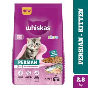 Whiskas Persian Kitten Dry Food (2-12 Months) – Ocean Fish & Milk Flavor, 2.8 kg Pack