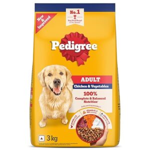 Pedigree Adult Dry Dog Food, Chicken & Vegetables Flavor, 3 kg Pack