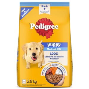 Pedigree Puppy Dry Dog Food, Meat & Milk Flavor – 2.8 kg Pack | 100% Complete & Balanced Nutrition with 37 Essential Nutrients