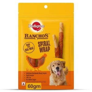 Pedigree Ranchos Spiral Wrap Dog Treats - Chicken & Smokey Lamb Flavor (60g)