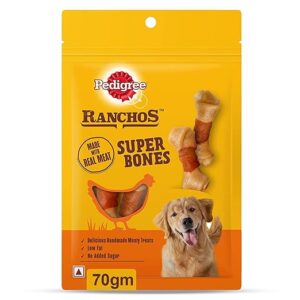 Pedigree Ranchos Super Bones Adult Dog Treats (1+ Years) – Chicken & Milky Flavour, 70g Pack