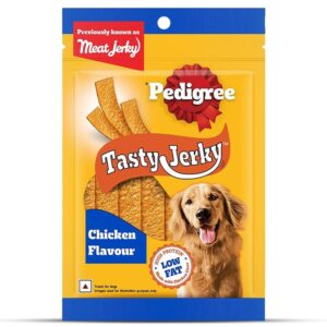 Pedigree Tasty Jerky Dog Treats - Chicken Flavour, 70g Pack | High Protein & Low Fat Jerky Strips for Dogs