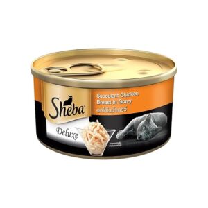 Sheba Deluxe Premium Wet Cat Food – Succulent Chicken Breast in Gravy (85g Can) – High-Moisture Complementary Food for Adult Cats (1+ Years)
