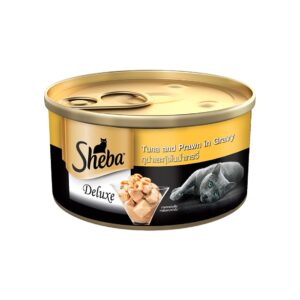 Sheba Deluxe Premium Wet Cat Food – Tuna and Prawns in Gravy (85g Can)