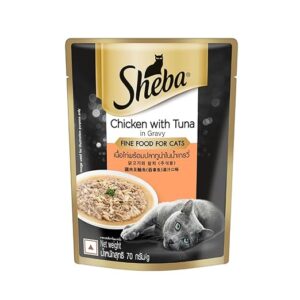 Sheba Fine Premium Wet Cat Food – Chicken with Tuna in Gravy (70g Pouch)